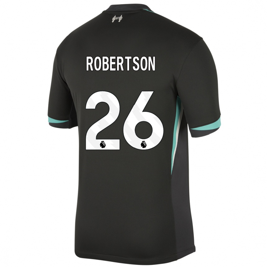 Vaikiškas Andrew Robertson #26 Juoda Antracito Balta Išvykos Marškinėliai 2024/25 T-Shirt