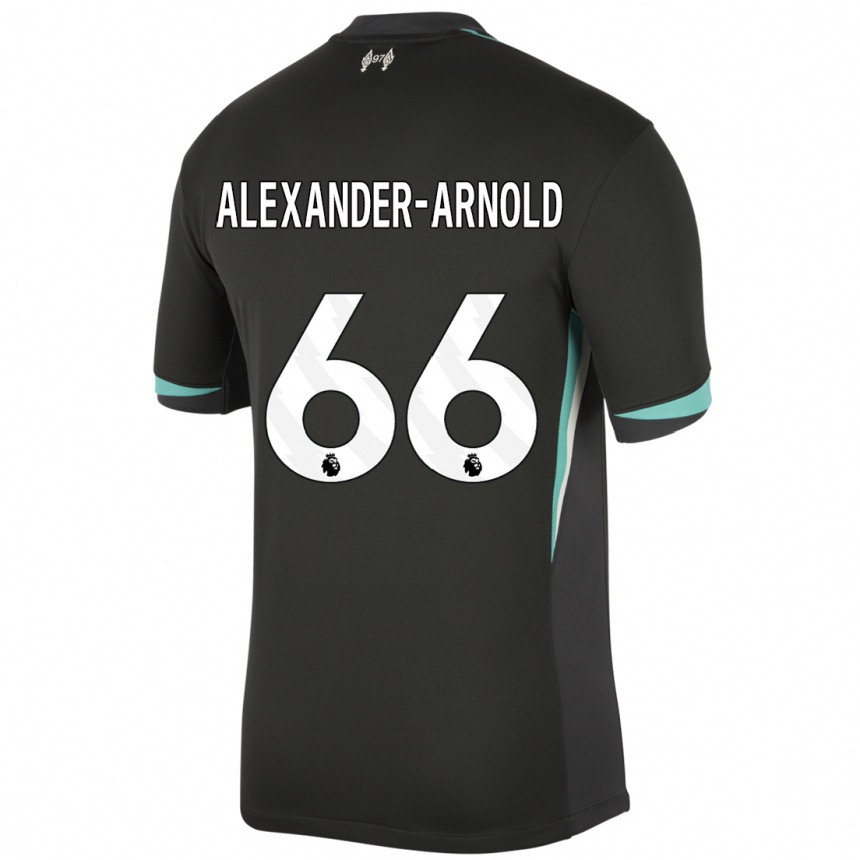 Vaikiškas Trent Alexander-Arnold #66 Juoda Antracito Balta Išvykos Marškinėliai 2024/25 T-Shirt