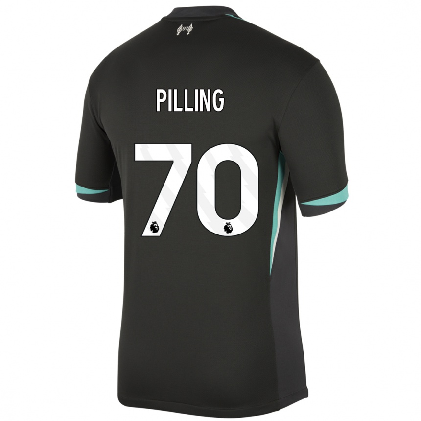 Vaikiškas Tommy Pilling #70 Juoda Antracito Balta Išvykos Marškinėliai 2024/25 T-Shirt