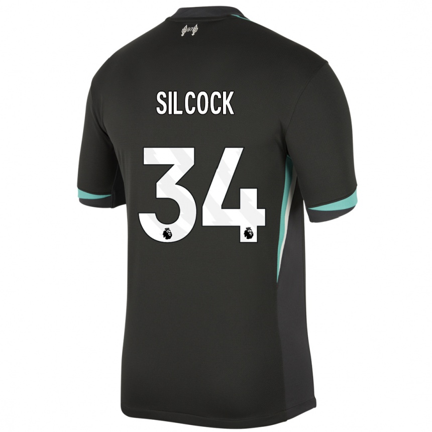 Vaikiškas Hannah Silcock #34 Juoda Antracito Balta Išvykos Marškinėliai 2024/25 T-Shirt