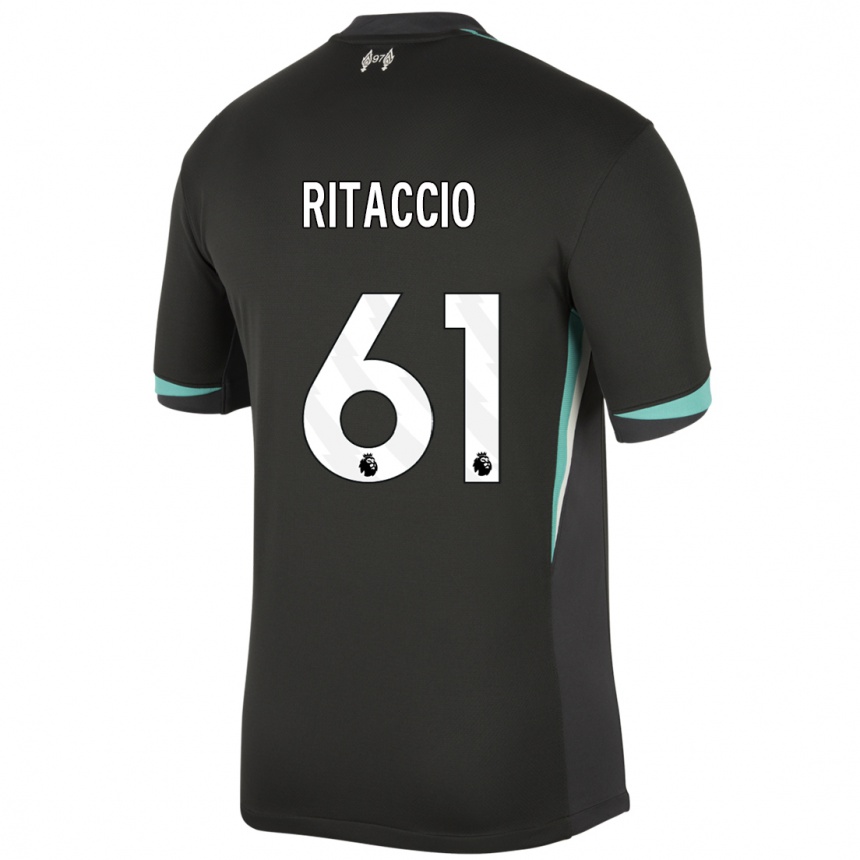 Vaikiškas Matteo Ritaccio #61 Juoda Antracito Balta Išvykos Marškinėliai 2024/25 T-Shirt