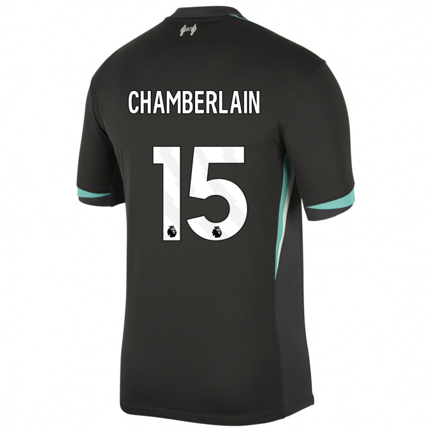 Vaikiškas Alex Oxlade Chamberlain #15 Juoda Antracito Balta Išvykos Marškinėliai 2024/25 T-Shirt