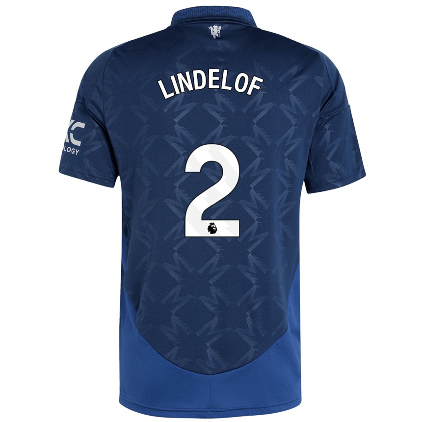 Vaikiškas Victor Lindelof #2 Indigo Išvykos Marškinėliai 2024/25 T-Shirt