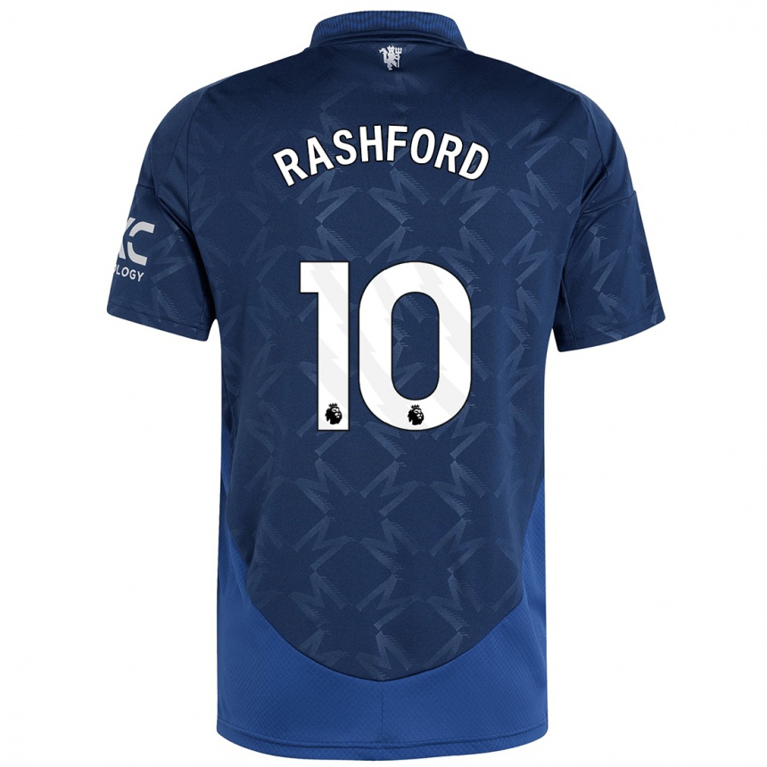 Vaikiškas Marcus Rashford #10 Indigo Išvykos Marškinėliai 2024/25 T-Shirt