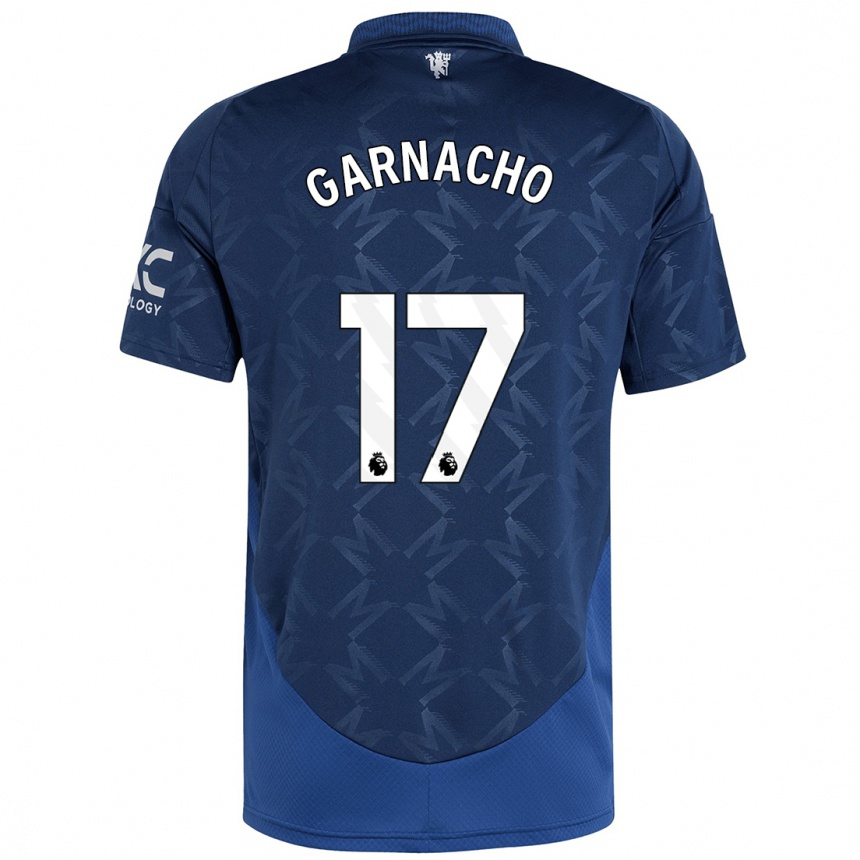 Vaikiškas Alejandro Garnacho #17 Indigo Išvykos Marškinėliai 2024/25 T-Shirt