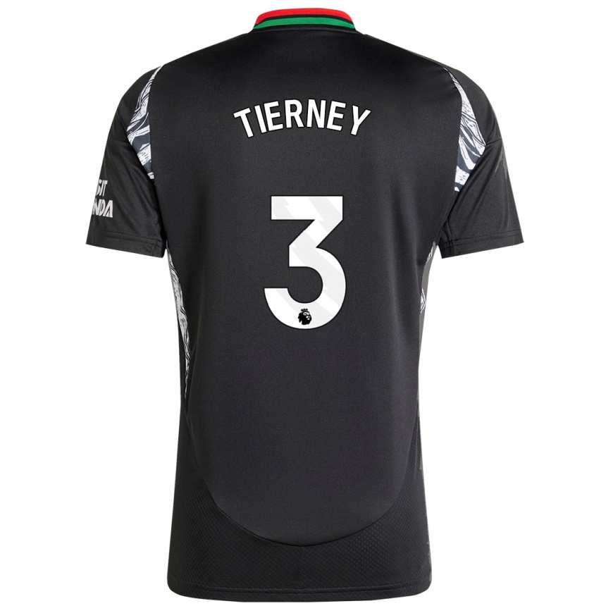 Vaikiškas Kieran Tierney #3 Juoda Išvykos Marškinėliai 2024/25 T-Shirt