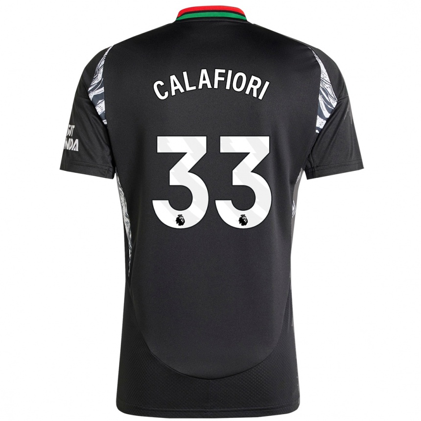 Vaikiškas Riccardo Calafiori #33 Juoda Išvykos Marškinėliai 2024/25 T-Shirt