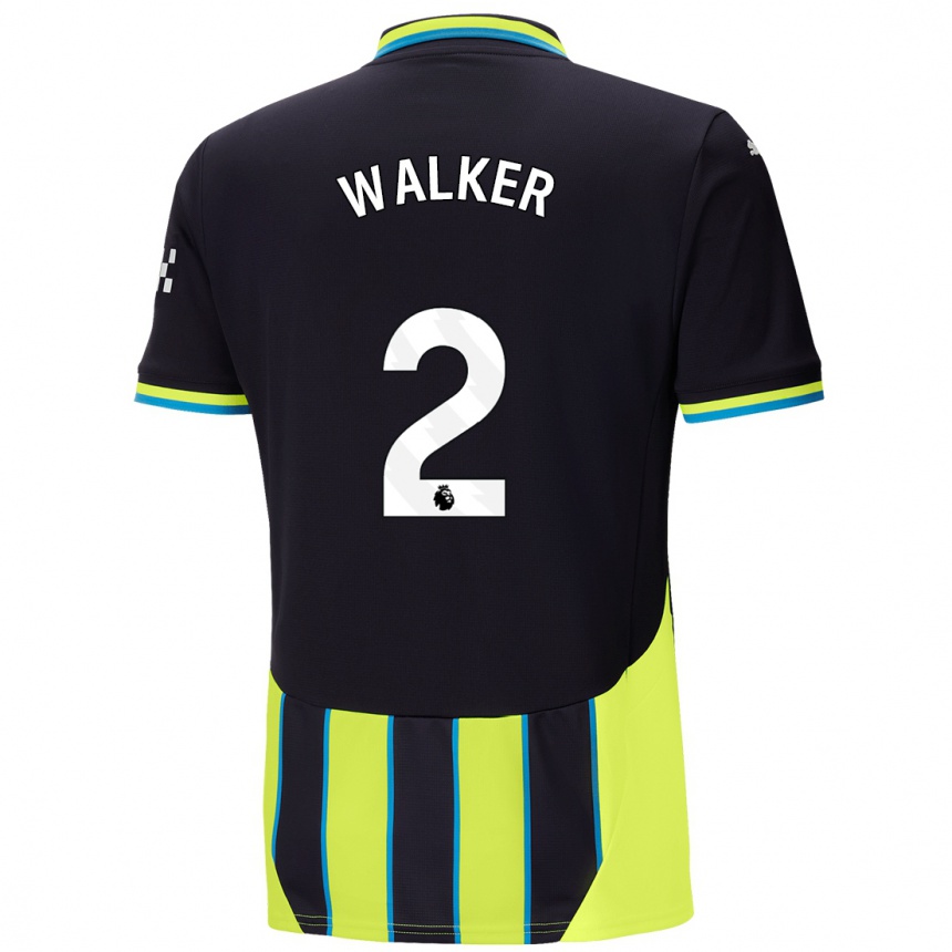 Vaikiškas Kyle Walker #2 Mėlyna Geltona Išvykos Marškinėliai 2024/25 T-Shirt