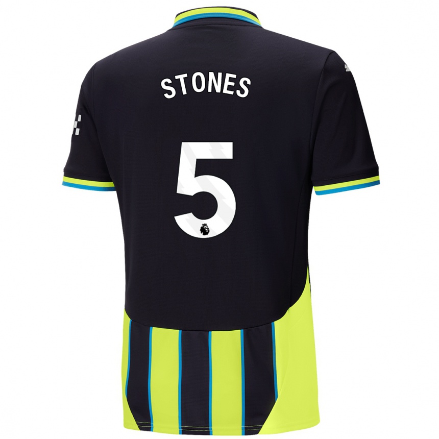 Vaikiškas John Stones #5 Mėlyna Geltona Išvykos Marškinėliai 2024/25 T-Shirt