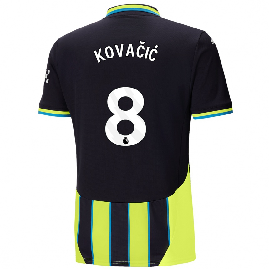 Vaikiškas Mateo Kovacic #8 Mėlyna Geltona Išvykos Marškinėliai 2024/25 T-Shirt