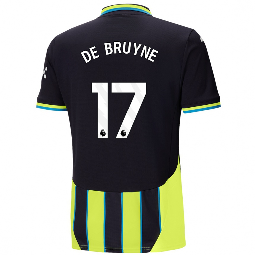 Vaikiškas Kevin De Bruyne #17 Mėlyna Geltona Išvykos Marškinėliai 2024/25 T-Shirt