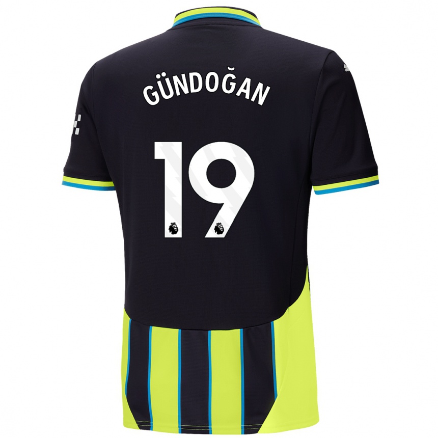 Vaikiškas Ilkay Gundogan #19 Mėlyna Geltona Išvykos Marškinėliai 2024/25 T-Shirt