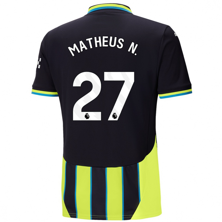 Vaikiškas Matheus Nunes #27 Mėlyna Geltona Išvykos Marškinėliai 2024/25 T-Shirt