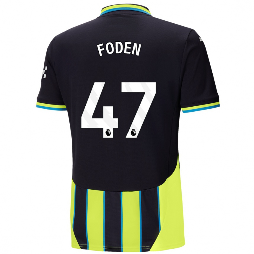 Vaikiškas Phil Foden #47 Mėlyna Geltona Išvykos Marškinėliai 2024/25 T-Shirt