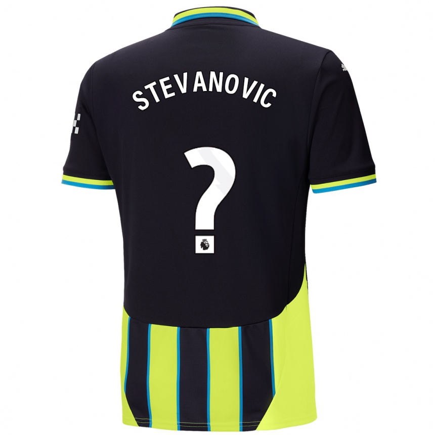 Vaikiškas Filip Stevanovic #0 Mėlyna Geltona Išvykos Marškinėliai 2024/25 T-Shirt