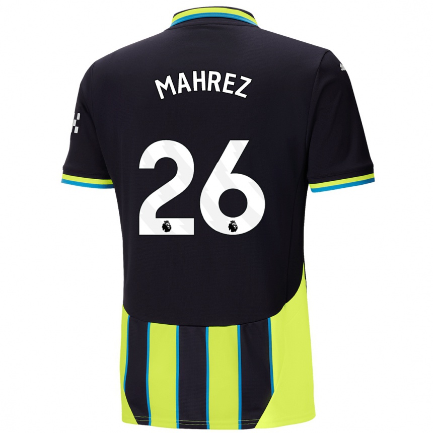 Vaikiškas Riyad Mahrez #26 Mėlyna Geltona Išvykos Marškinėliai 2024/25 T-Shirt