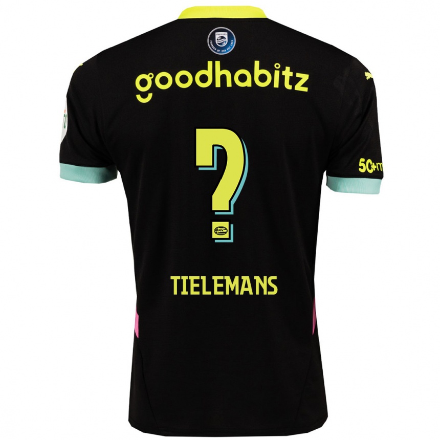 Vaikiškas Mathijs Tielemans #0 Juoda Geltona Išvykos Marškinėliai 2024/25 T-Shirt