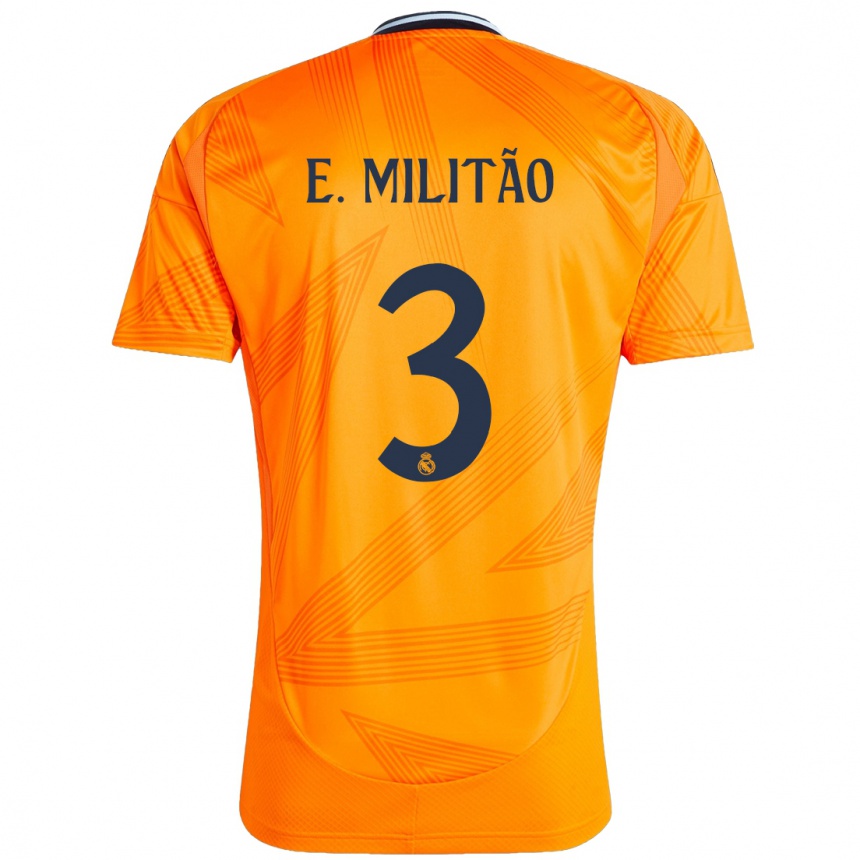 Vaikiškas Eder Militao #3 Oranžinė Išvykos Marškinėliai 2024/25 T-Shirt