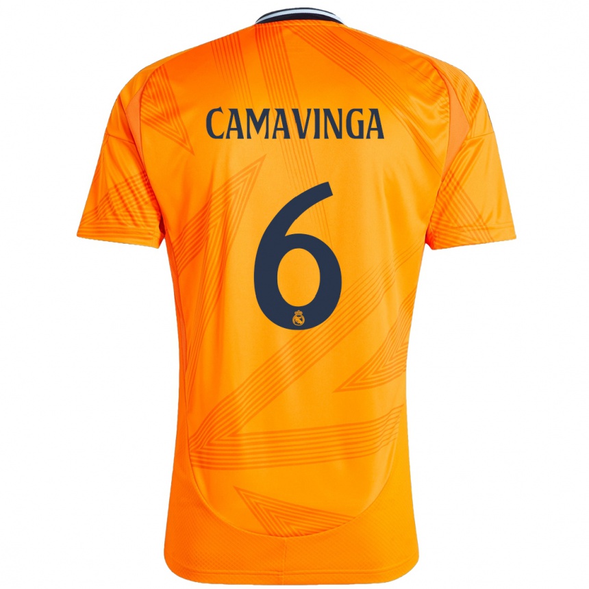 Vaikiškas Eduardo Camavinga #6 Oranžinė Išvykos Marškinėliai 2024/25 T-Shirt