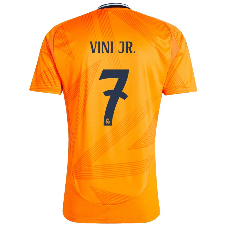 Vaikiškas Vinicius Junior #7 Oranžinė Išvykos Marškinėliai 2024/25 T-Shirt