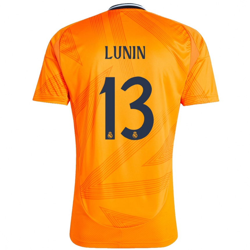 Vaikiškas Andriy Lunin #13 Oranžinė Išvykos Marškinėliai 2024/25 T-Shirt