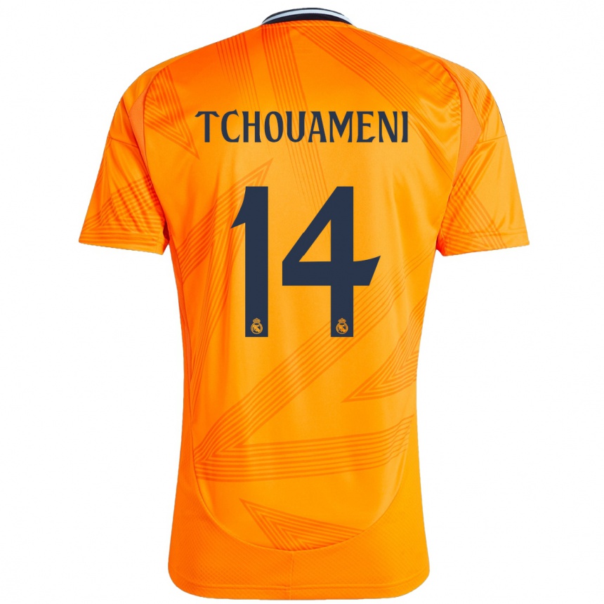 Vaikiškas Aurelien Tchouameni #14 Oranžinė Išvykos Marškinėliai 2024/25 T-Shirt