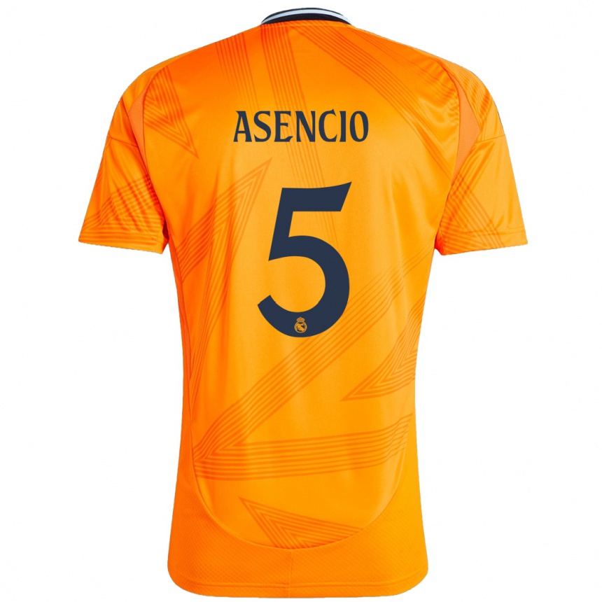 Vaikiškas Raul Asencio #5 Oranžinė Išvykos Marškinėliai 2024/25 T-Shirt