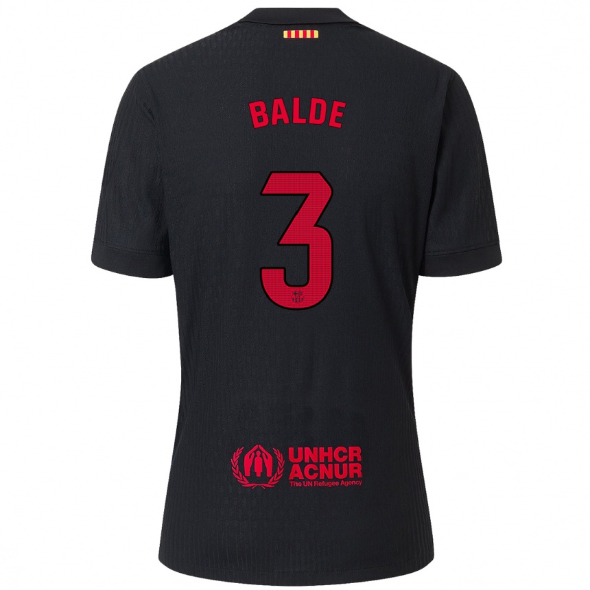 Vaikiškas Alejandro Balde #3 Juoda Raudona Išvykos Marškinėliai 2024/25 T-Shirt