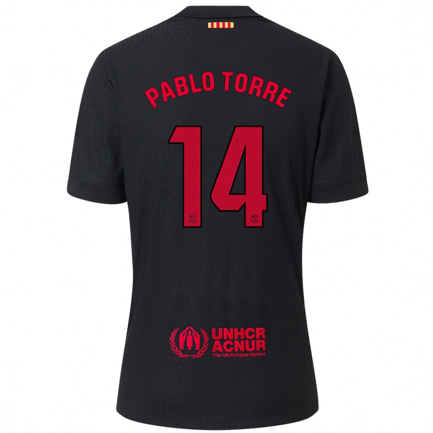 Vaikiškas Pablo Torre #14 Juoda Raudona Išvykos Marškinėliai 2024/25 T-Shirt