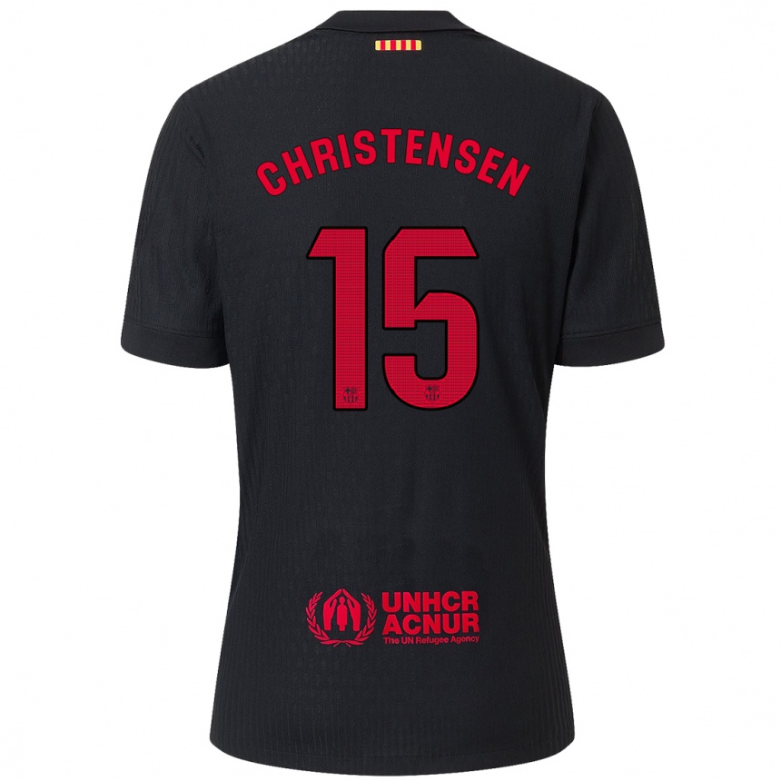 Vaikiškas Andreas Christensen #15 Juoda Raudona Išvykos Marškinėliai 2024/25 T-Shirt