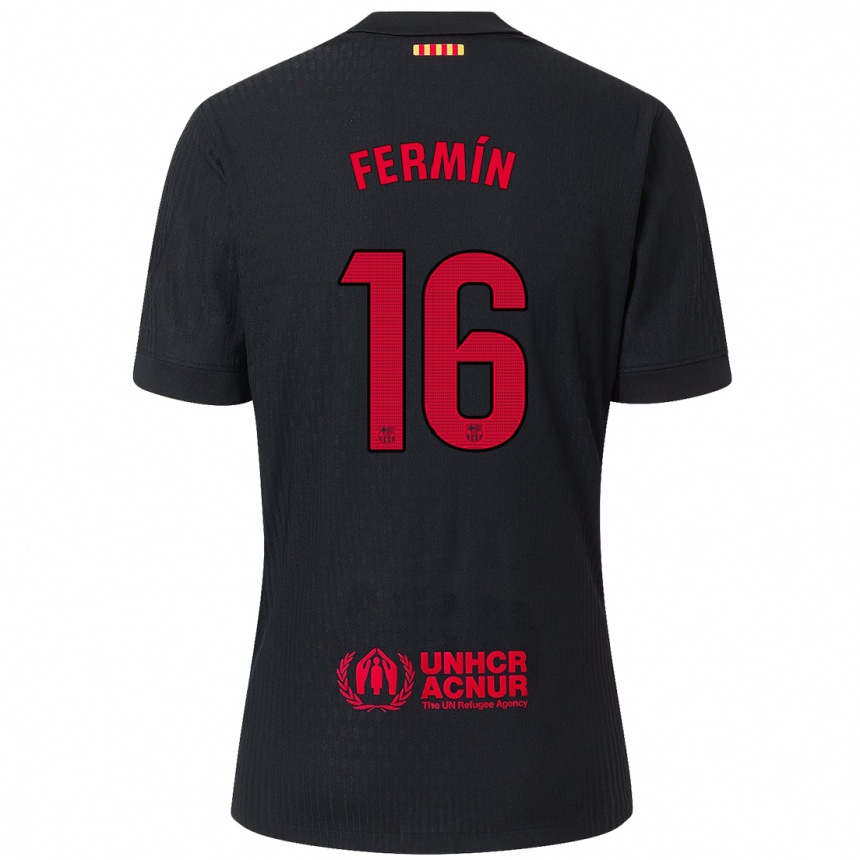 Vaikiškas Fermin Lopez #16 Juoda Raudona Išvykos Marškinėliai 2024/25 T-Shirt