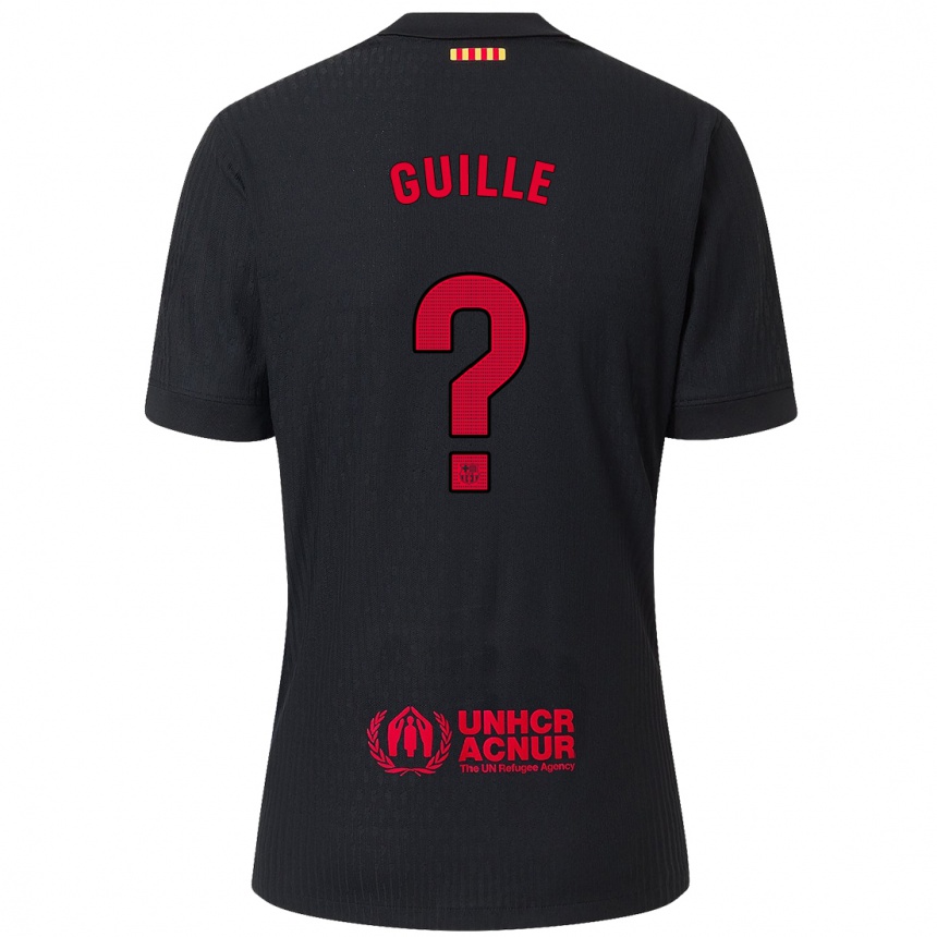 Vaikiškas Guille Fernández #0 Juoda Raudona Išvykos Marškinėliai 2024/25 T-Shirt