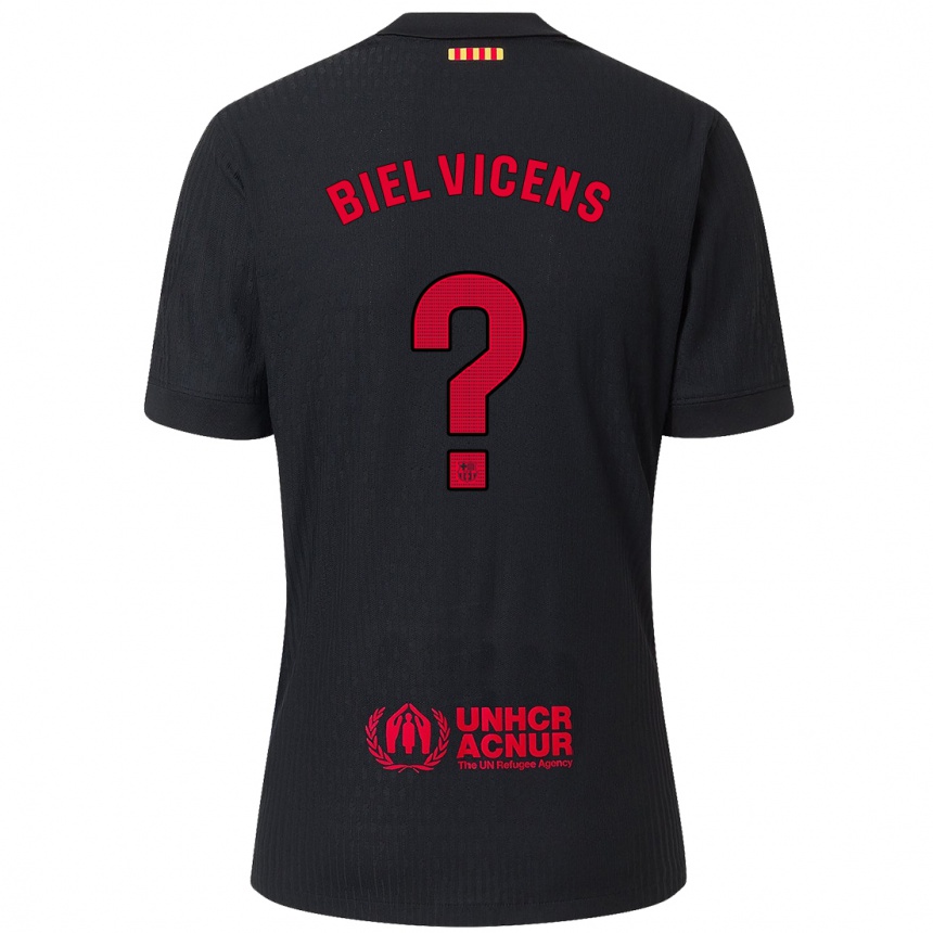 Vaikiškas Biel Vicens #0 Juoda Raudona Išvykos Marškinėliai 2024/25 T-Shirt