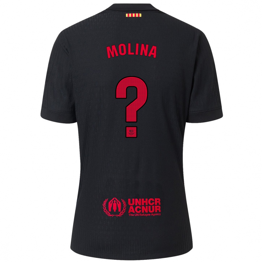 Vaikiškas Jan Molina #0 Juoda Raudona Išvykos Marškinėliai 2024/25 T-Shirt