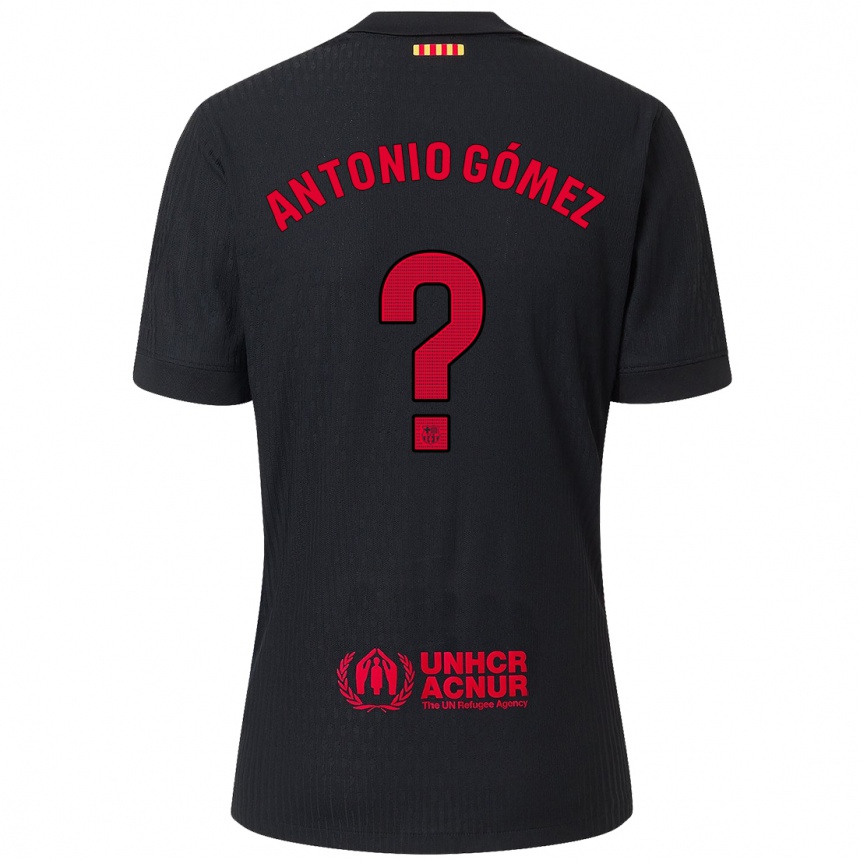 Vaikiškas Antonio Gómez #0 Juoda Raudona Išvykos Marškinėliai 2024/25 T-Shirt