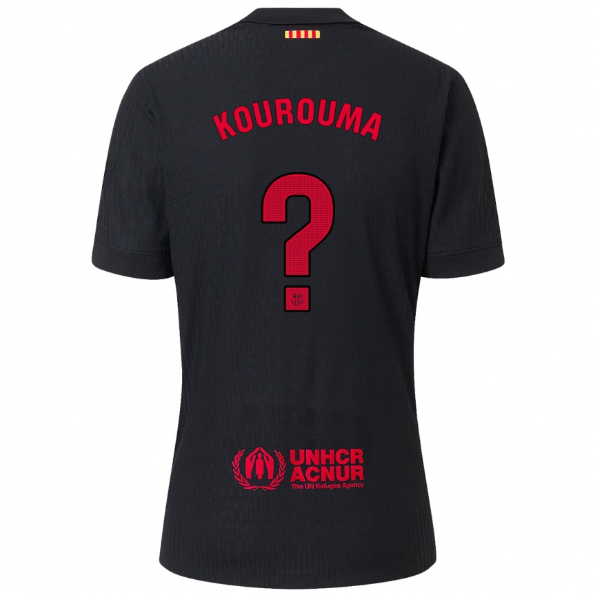 Vaikiškas Baba Kourouma #0 Juoda Raudona Išvykos Marškinėliai 2024/25 T-Shirt