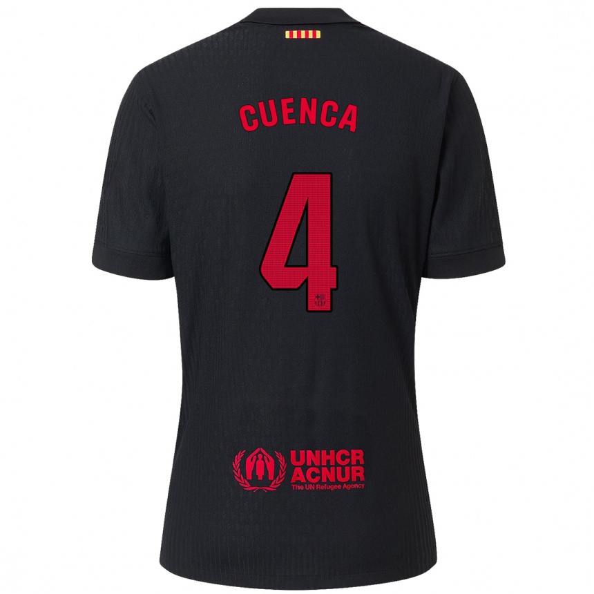 Vaikiškas Andrés Cuenca #4 Juoda Raudona Išvykos Marškinėliai 2024/25 T-Shirt