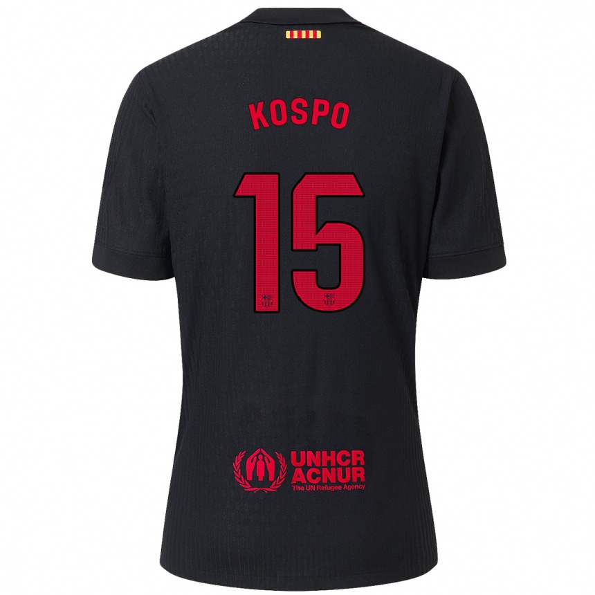 Vaikiškas Eman Kospo #15 Juoda Raudona Išvykos Marškinėliai 2024/25 T-Shirt