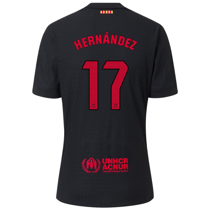 Vaikiškas Juan Hernández #17 Juoda Raudona Išvykos Marškinėliai 2024/25 T-Shirt