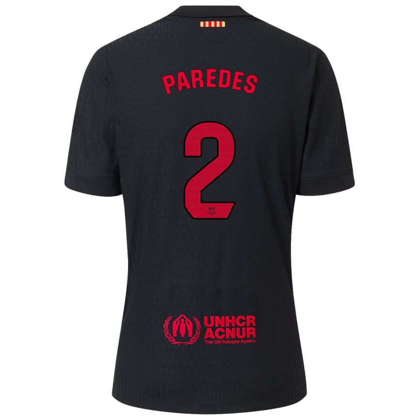 Vaikiškas Irene Paredes #2 Juoda Raudona Išvykos Marškinėliai 2024/25 T-Shirt