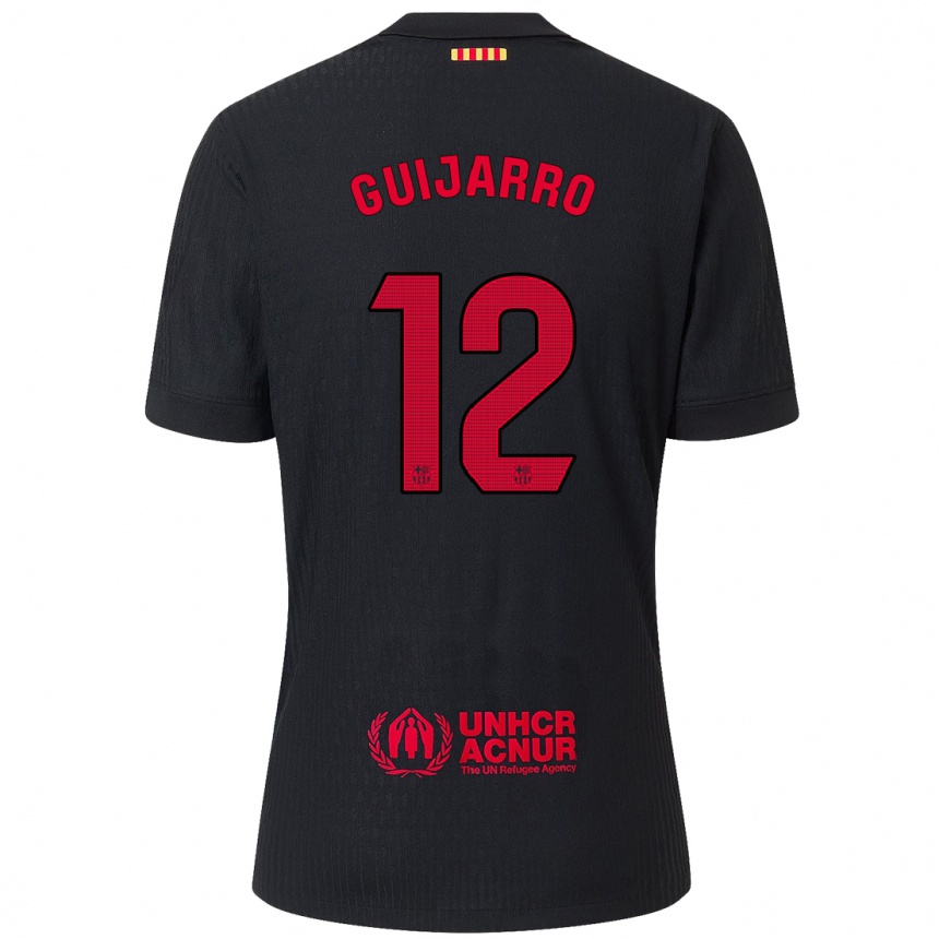 Vaikiškas Patricia Guijarro #12 Juoda Raudona Išvykos Marškinėliai 2024/25 T-Shirt