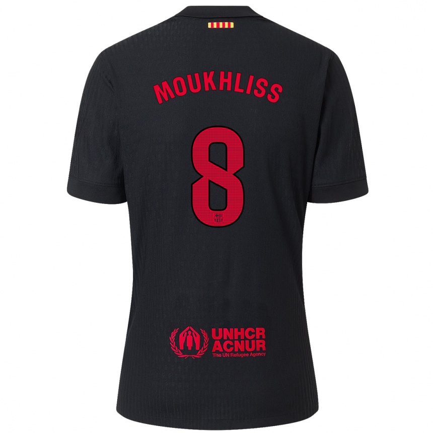 Vaikiškas Moha Moukhliss #8 Juoda Raudona Išvykos Marškinėliai 2024/25 T-Shirt