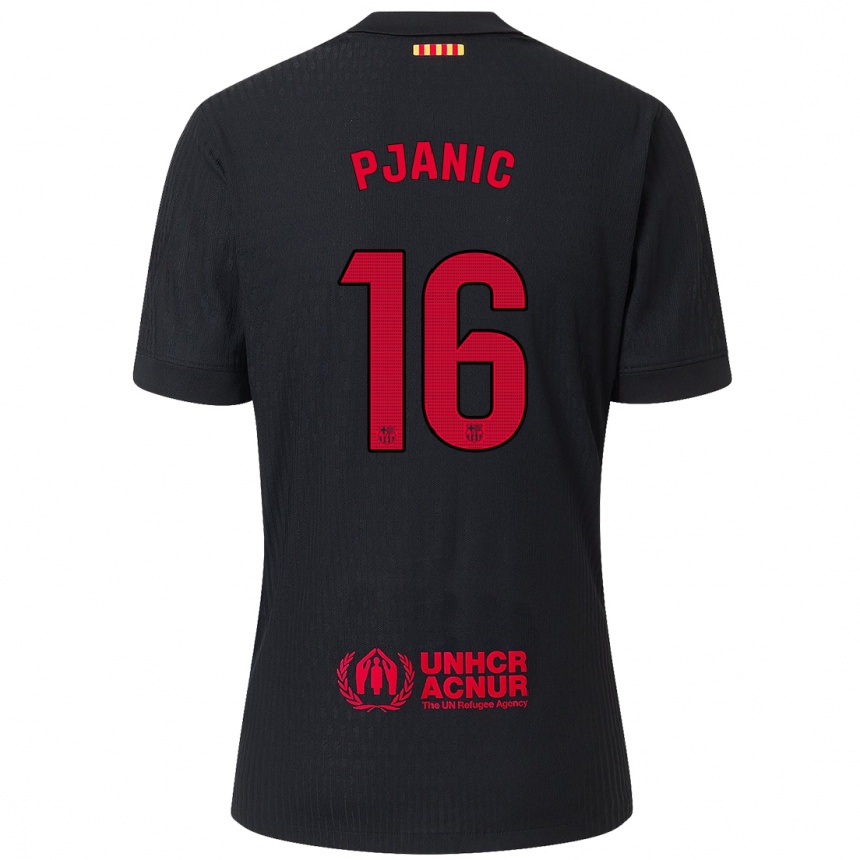 Vaikiškas Miralem Pjanic #16 Juoda Raudona Išvykos Marškinėliai 2024/25 T-Shirt