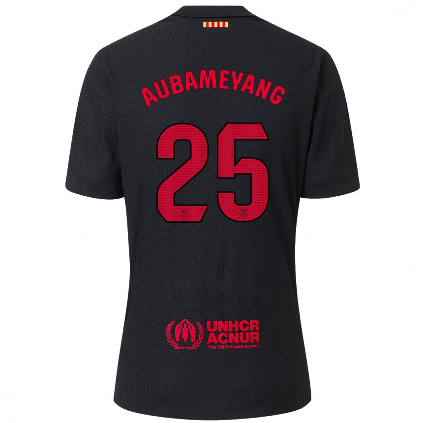 Vaikiškas Pierre Emerick Aubameyang #25 Juoda Raudona Išvykos Marškinėliai 2024/25 T-Shirt