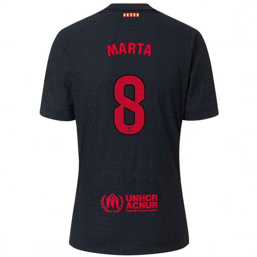 Vaikiškas Marta Torrejon #8 Juoda Raudona Išvykos Marškinėliai 2024/25 T-Shirt