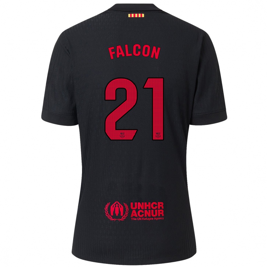 Vaikiškas Andrea Falcon #21 Juoda Raudona Išvykos Marškinėliai 2024/25 T-Shirt