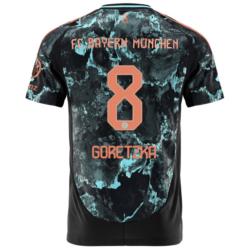 Vaikiškas Leon Goretzka #8 Juoda Išvykos Marškinėliai 2024/25 T-Shirt