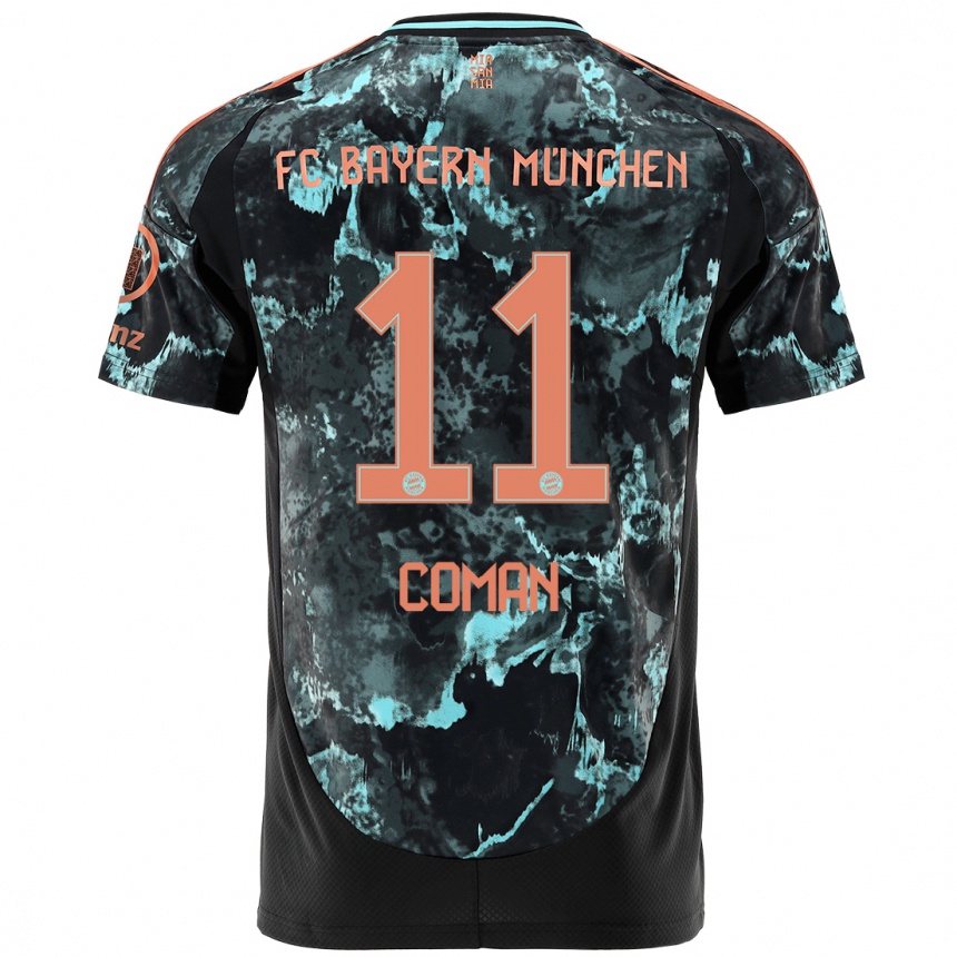 Vaikiškas Kingsley Coman #11 Juoda Išvykos Marškinėliai 2024/25 T-Shirt