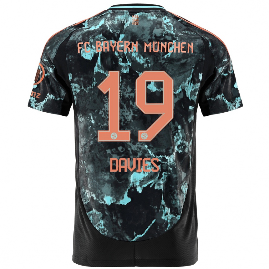 Vaikiškas Alphonso Davies #19 Juoda Išvykos Marškinėliai 2024/25 T-Shirt