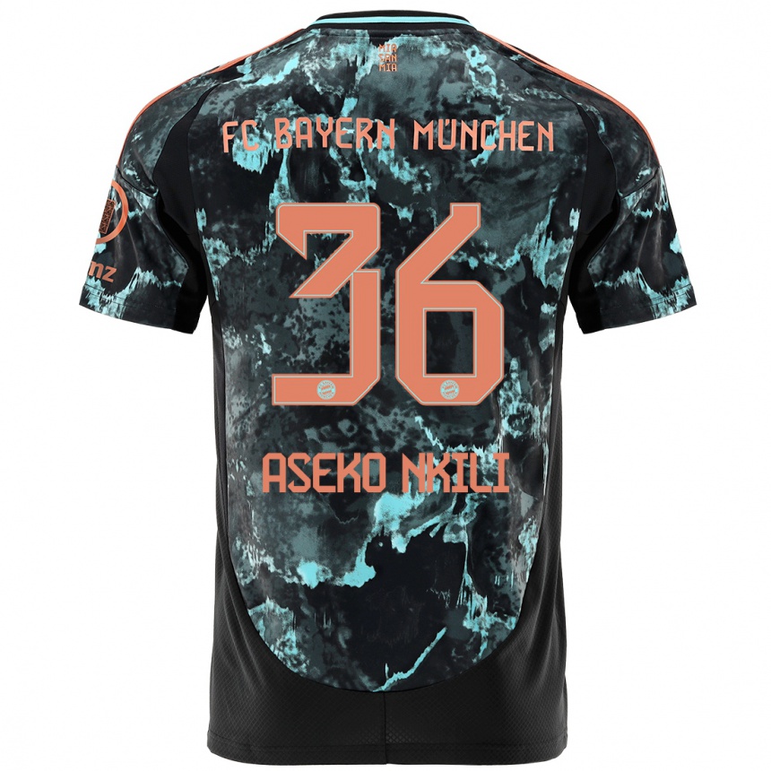 Vaikiškas Noel Aseko Nkili #36 Juoda Išvykos Marškinėliai 2024/25 T-Shirt